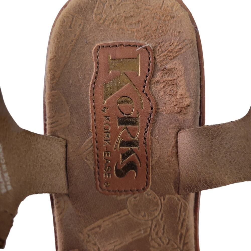 Korks by Kork Ease Platform Wedge Strappy Sandals Size 7 Brown Leather Shoes - Picture 6 of 8